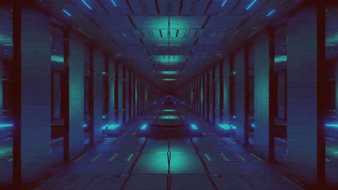 10 hours Neon Tunnel Screensaver 4K UHD 60fps Blue Sci-Fi VJ Loop