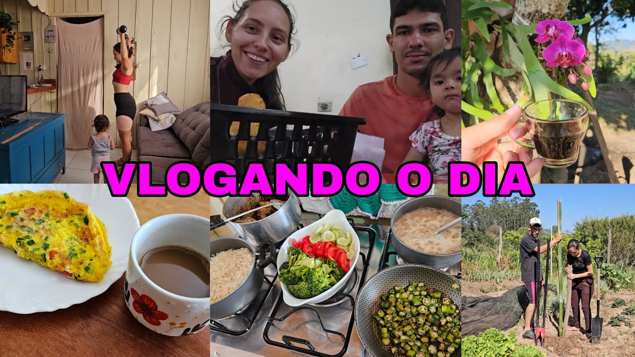 SAIMOS A NOITE/NOSSO ALMOÇO DO DIA/COLOCANDO SOMBRITE NA HORTA/TREINOS/VIDA NA ROÇA 