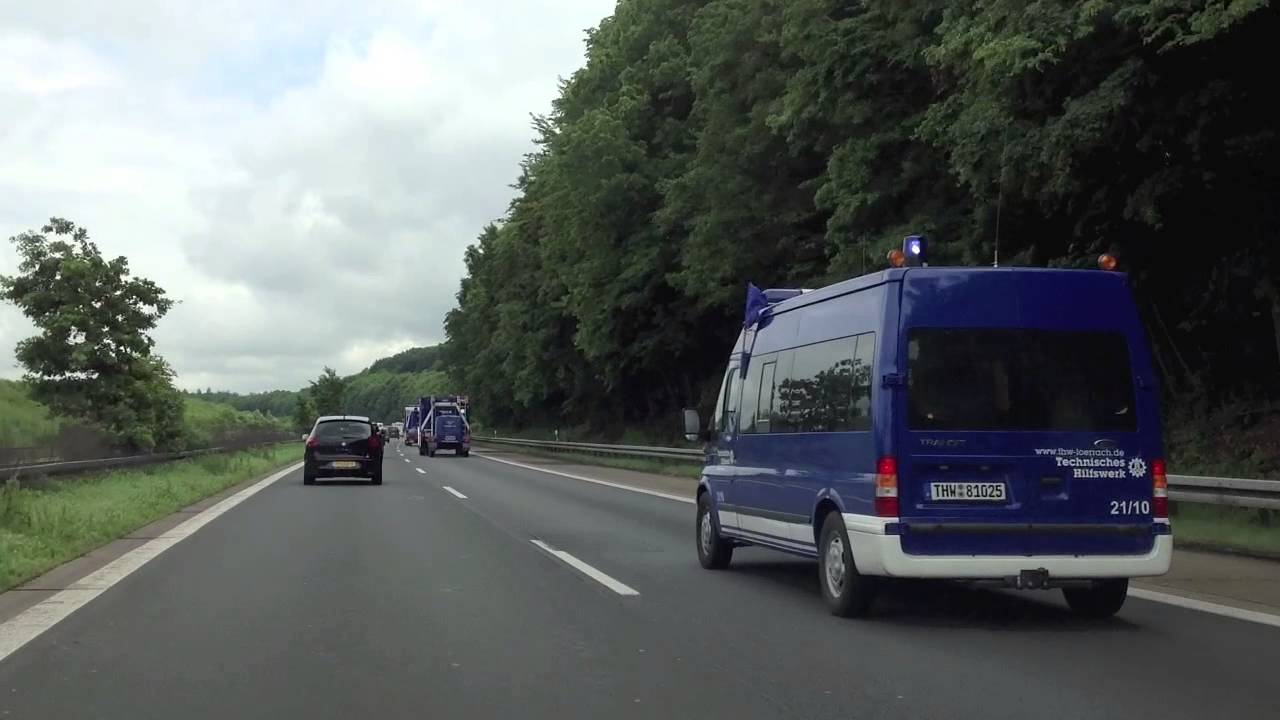 THW-Konvoi aus Südbaden auf der A3