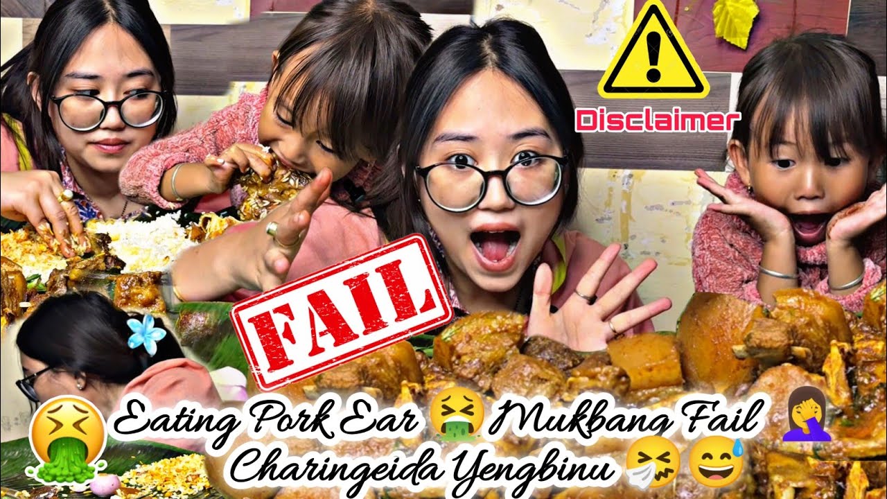 Oak Manam namthiba 🤢|Eating Pork Ear(Laba🤮Mana) Mukbang Bella na Pamjaba Oak Mana Eid Oak khire Ore🤧