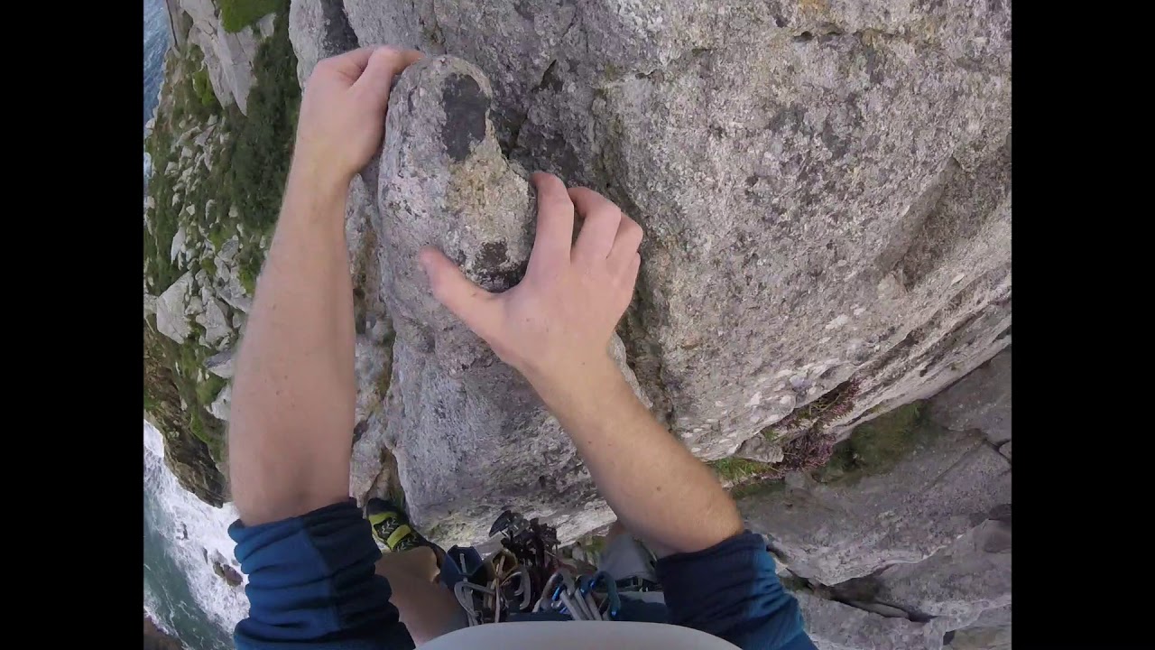 Trad climbing - 'Alison Rib' Pitches 1+2 at Bosigran, Cornwall