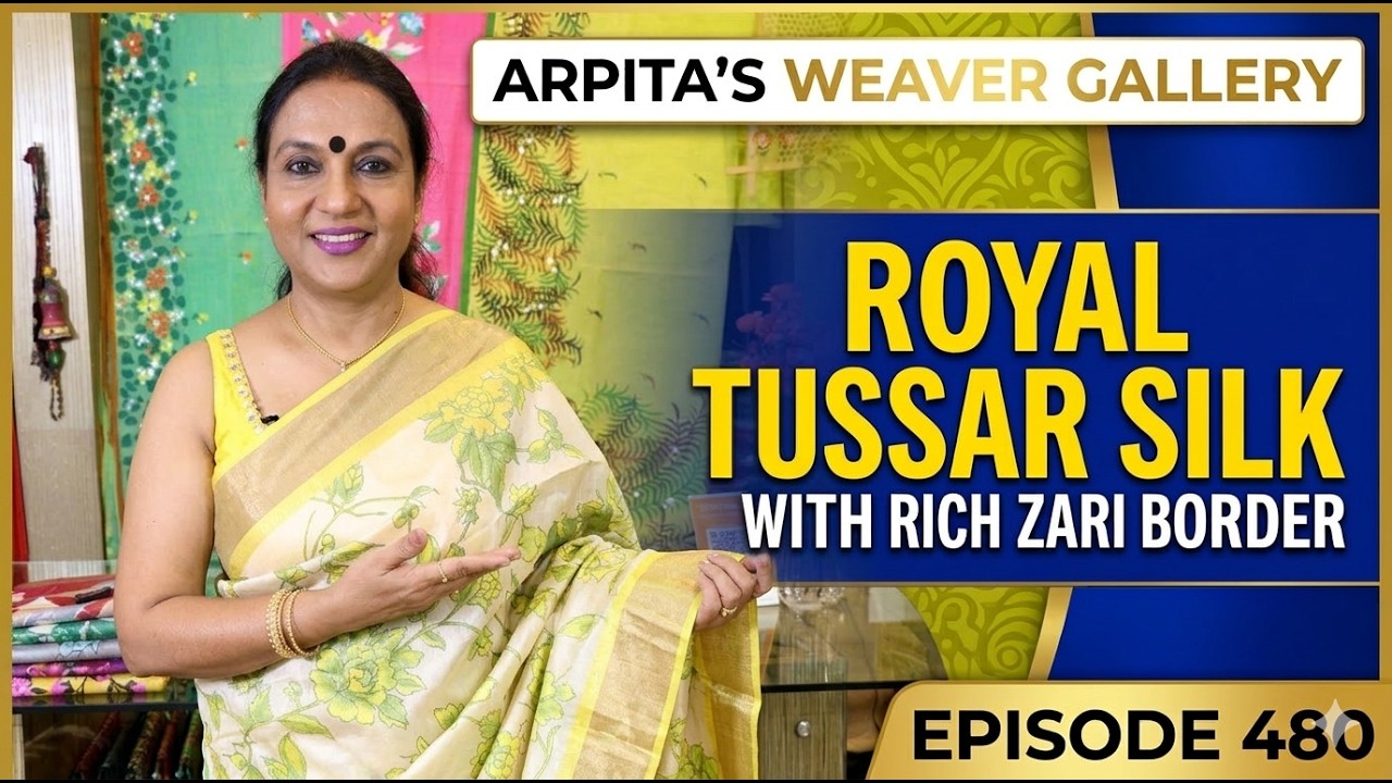 ROYAL TUSSAR SILK WITH RICH ZARI BORDER || Epi-480 || #ARPITASWEAVERGALLERY