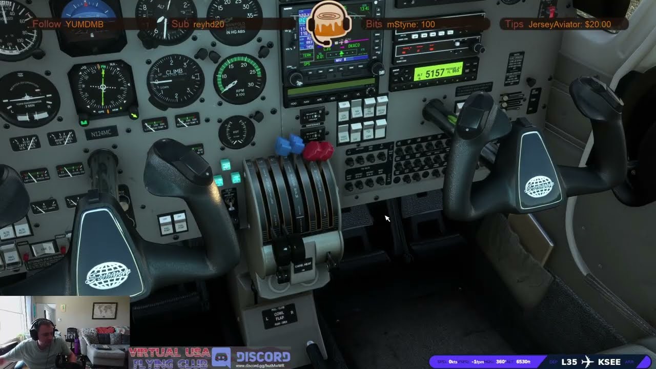 [MSFS2020][VATSIM] PA44 Seminole | K, SEE You in the Morning | Virtual USA Flying Club