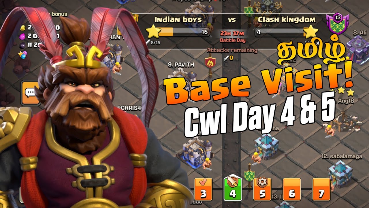 🔴தமிழ் Clash Of Clans | Cwl Day 5 | Attacks and base visit #coc #tamil #live