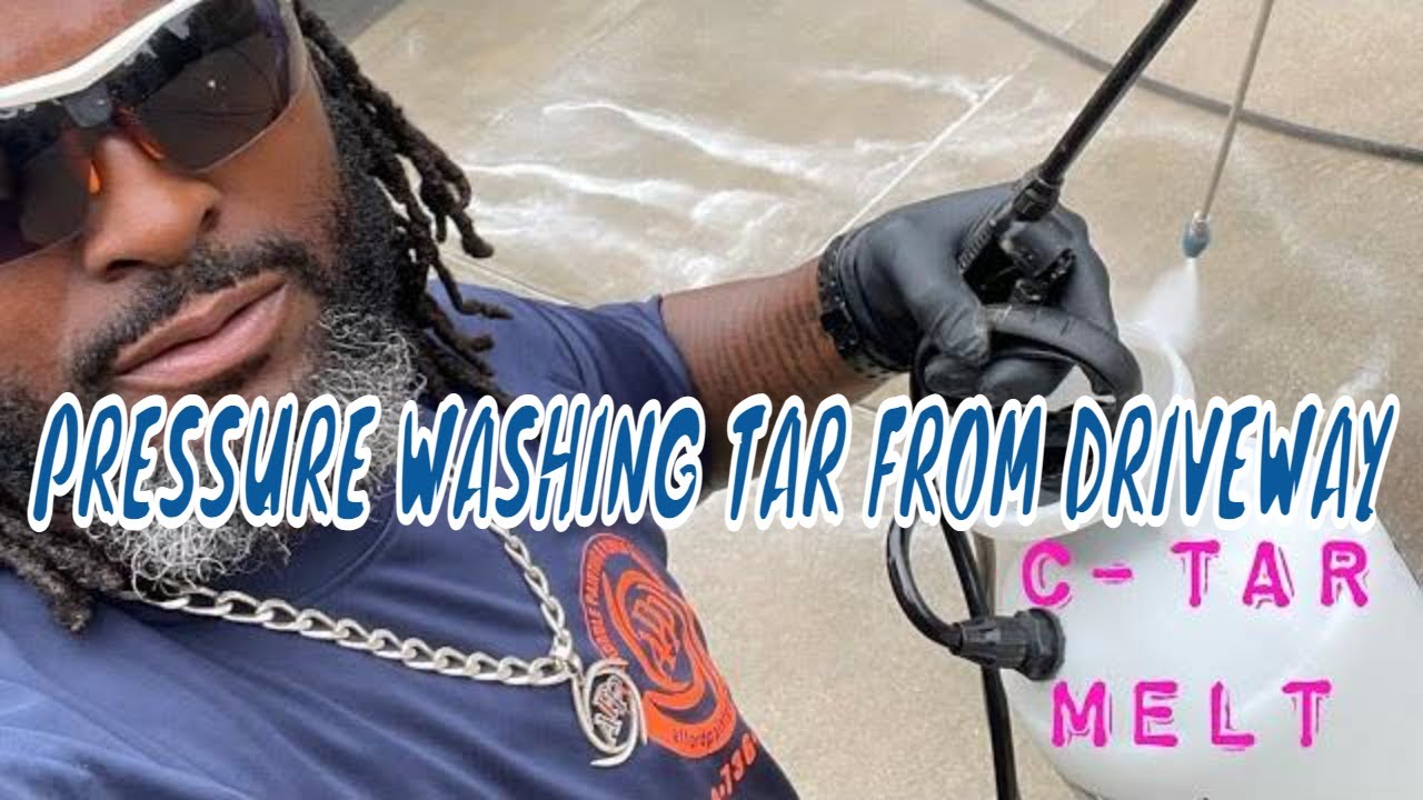 Pressure Washing Tar From Driveway #pressurewashing #tarremoval #pressurewasher @powerwashingproga