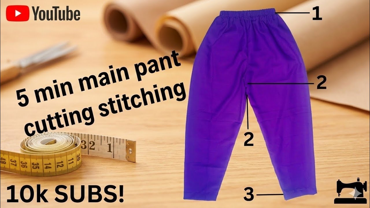 Pant Cutting & Stitching in 5 Min | Simple & Fast Method | Easy Method for Beginners ✂️