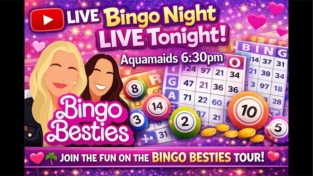 LIVE from Aquamaids Bingo! 🎱 Bingo Besties Playing Tonight (6:30PM)