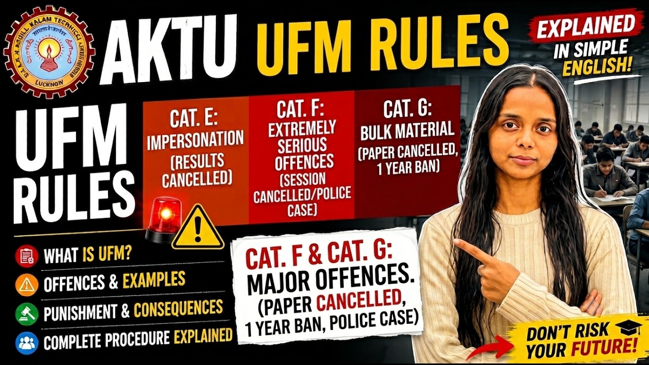 AKTU UFM Rules Explained | Unfair Means Rules | UFM Categories A to H | Punishment & Procedure