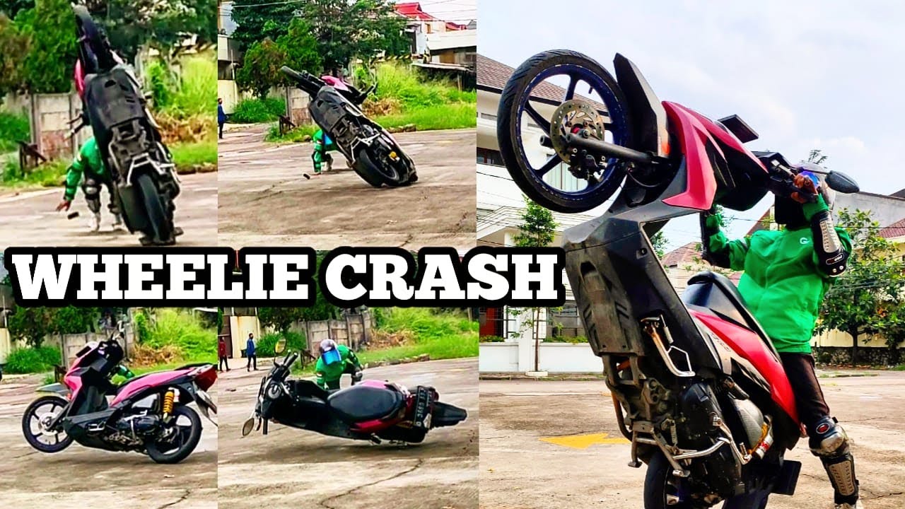 WHEELIE CRASH | MANG GRAB BELAJAR WHEELIE SAMPAI CRASH !!!