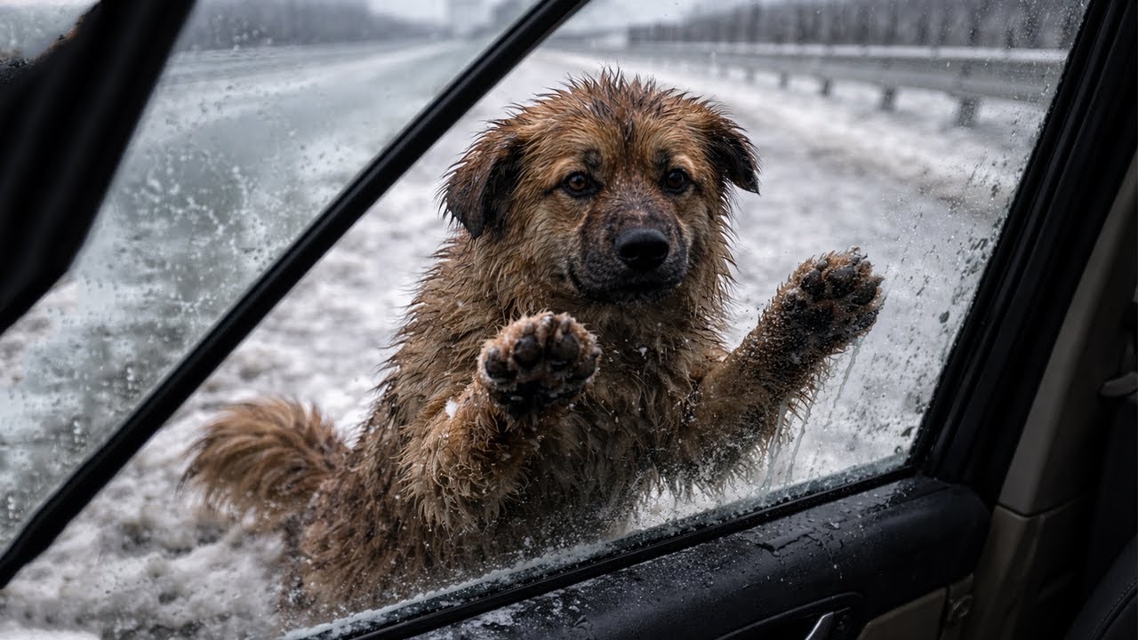 🐾 Измождённая бездомная собака умоляла у окна машины в леденящем снегу!