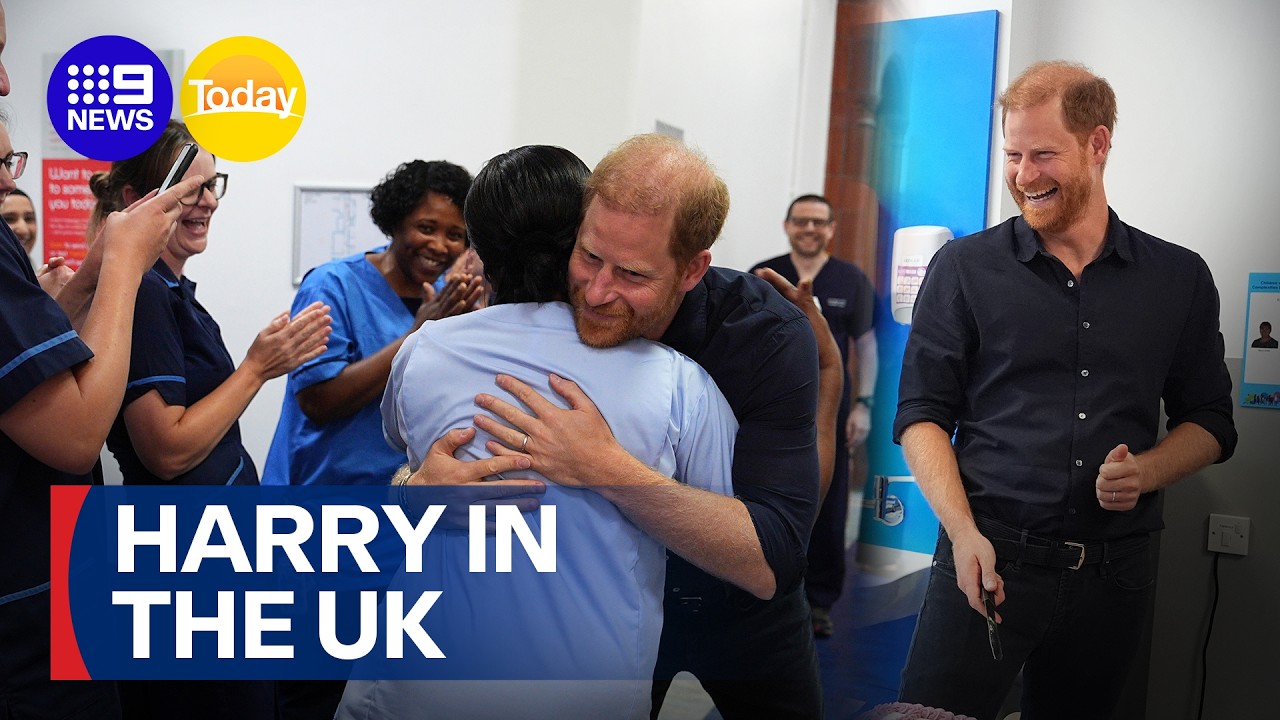 Prince Harry visits children's hospitial whilst on UK visit | 9 News Australia