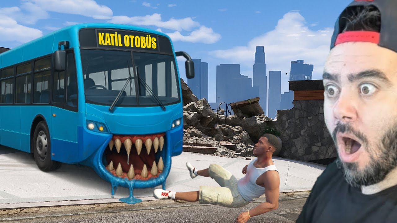 FRANKLININ EVINE KATIL OTOBÜS SALDIRDI - GTA 5 MODS