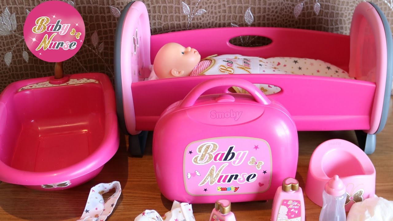 Baby Doll Nursery Set: Kangaroo Bag, Vanity Case, Bathtub & Sleeping Bag | Unboxing & Prentend Play