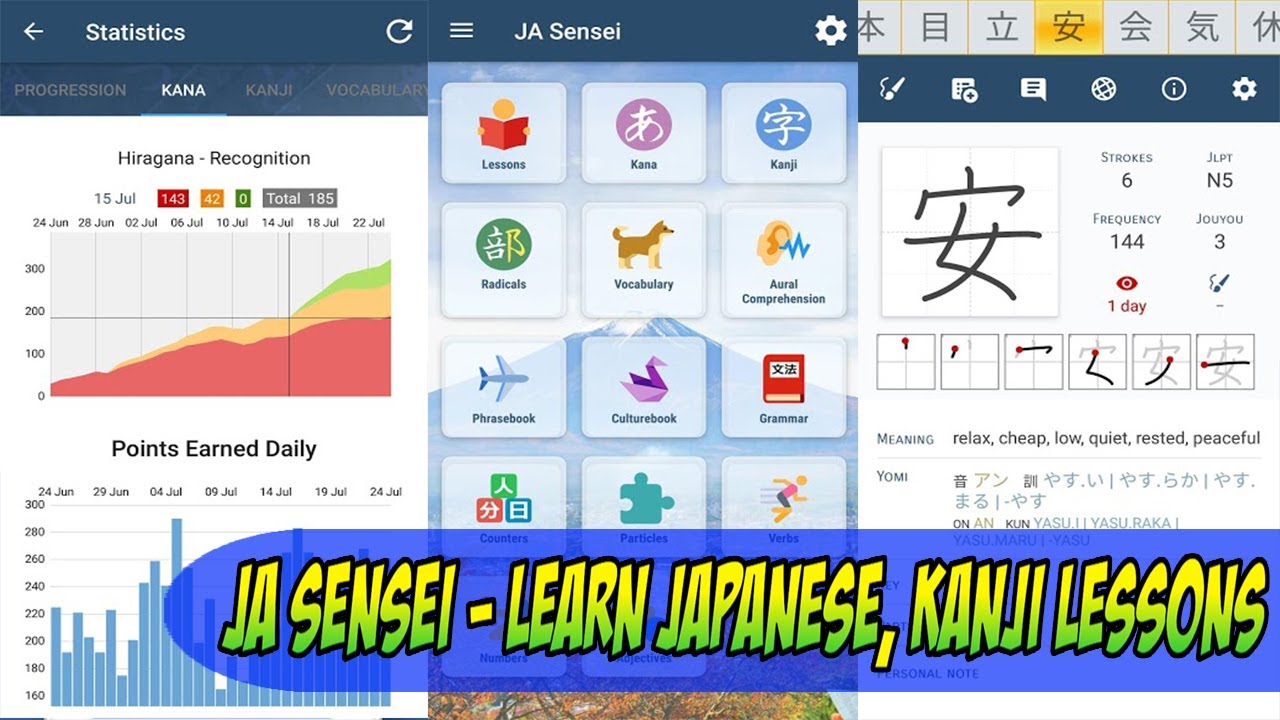 How To Use JA Sensei Learn Japanese Kanji Lessons On Your Android Devices | All-in-one application