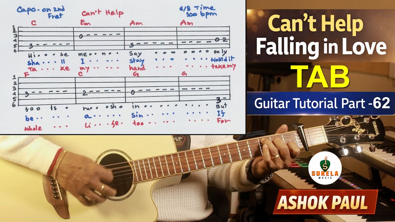 Can't help Falling in Love | TAB | Guitar Tutorial | Part-62 | Ashok Paul | Surela