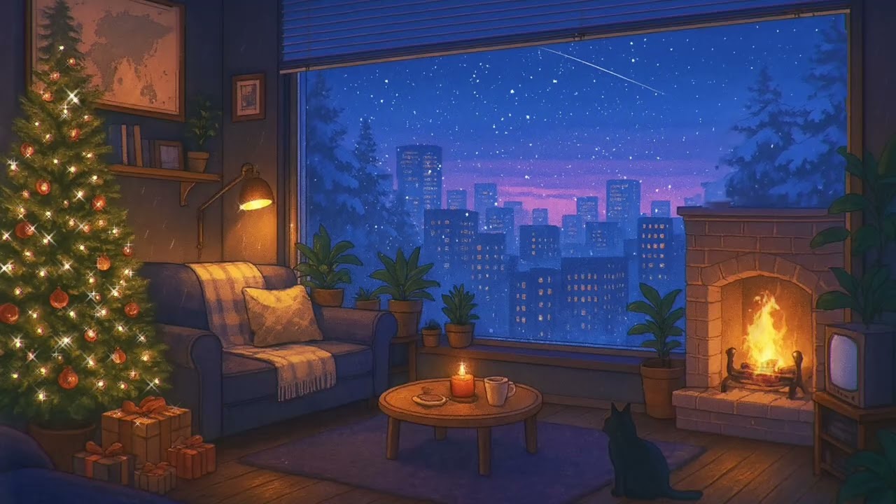 Cozy Christmas Jazz Night 🎄 Fireplace Ambience | Piano, Guitar & Saxophone | Relax & Unwind
