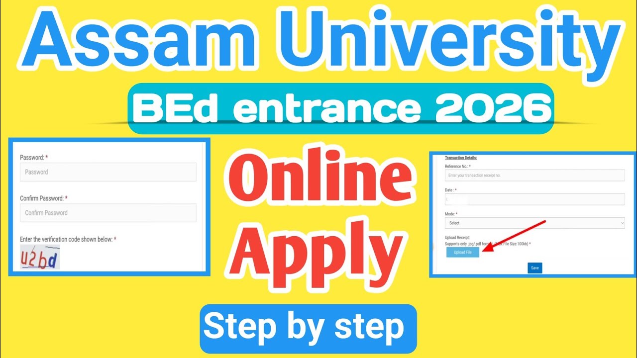 Assam university B.Ed entrance  Online apply 2026 |