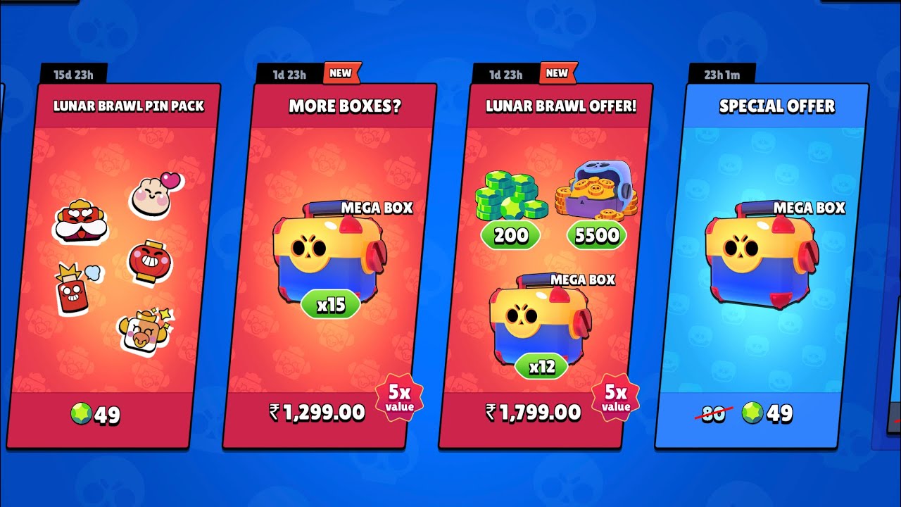 Lunar Brawl Offer Purchased | 200 Gems & 12 Mega Boxes Brawl Stars Gameplay