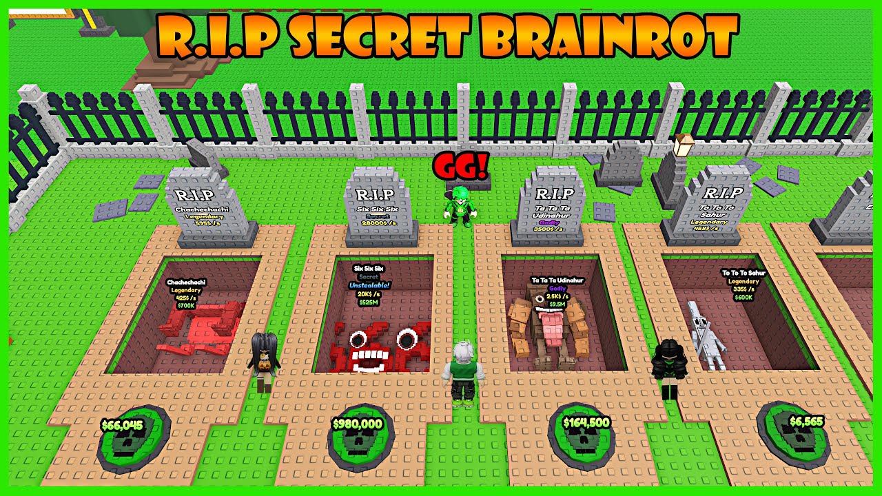 Aku Kill & Kubur Semua Brainrot Yang Melintas Di Depanku - Roblox Rip Brainrot