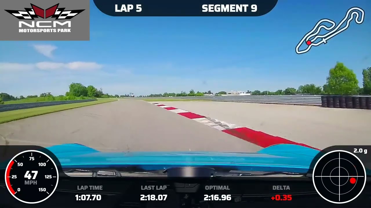 2023 at NCM (National Corvette Museum) track in the GT3. This is my personal best so far at 2:17.97