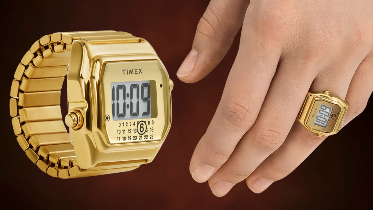 Timex x MM6 T80 TW2Y50200 - Digital Ring Watch with Gold Tone