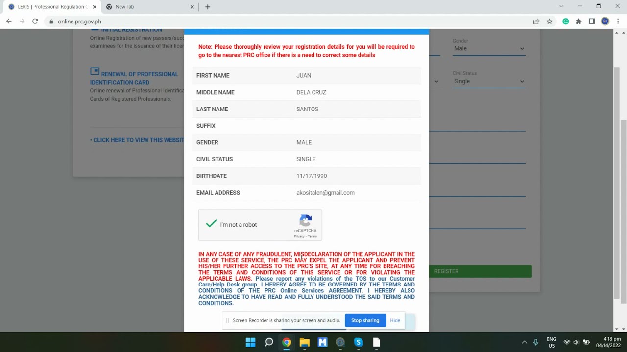 How to Create PRC Account and Email Validation