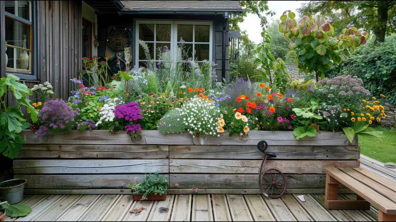 Rustic Farmhouse Backyard Garden Styling with Weathered Upcycled Decor