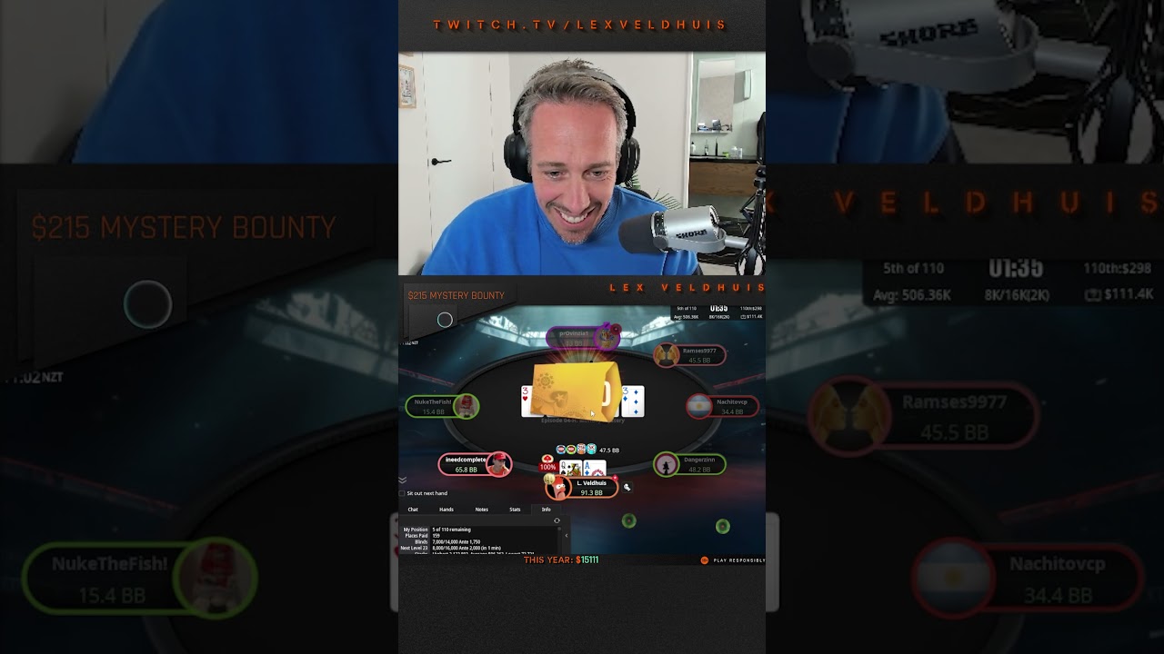 $5,000 Mystery Bounty! 🤑 #lexveldhuis #onlinepoker