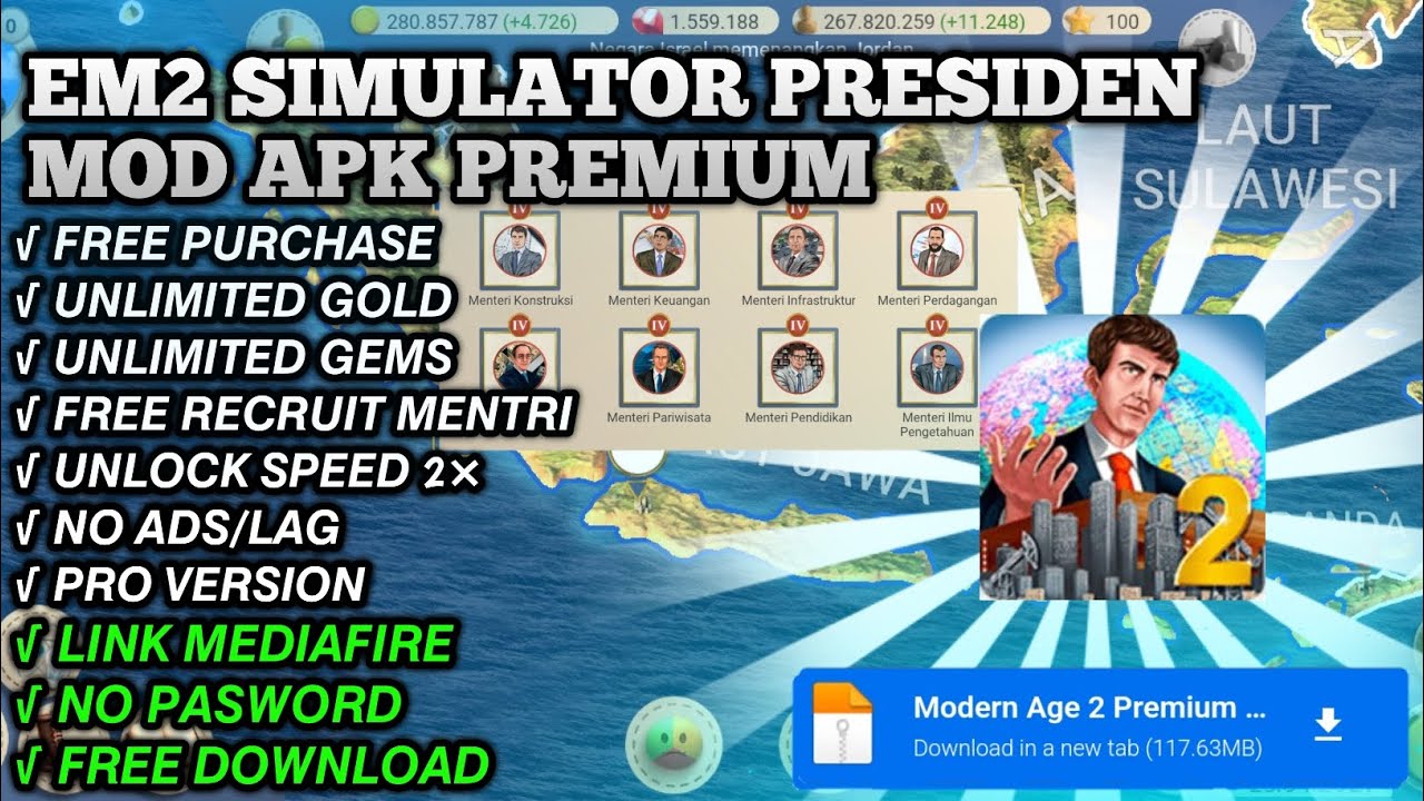 GAME EM2 SIMULATOR PRESIDEN MOD APK PREMIUM | NO PASSWORD & FREE DOWNLOAD