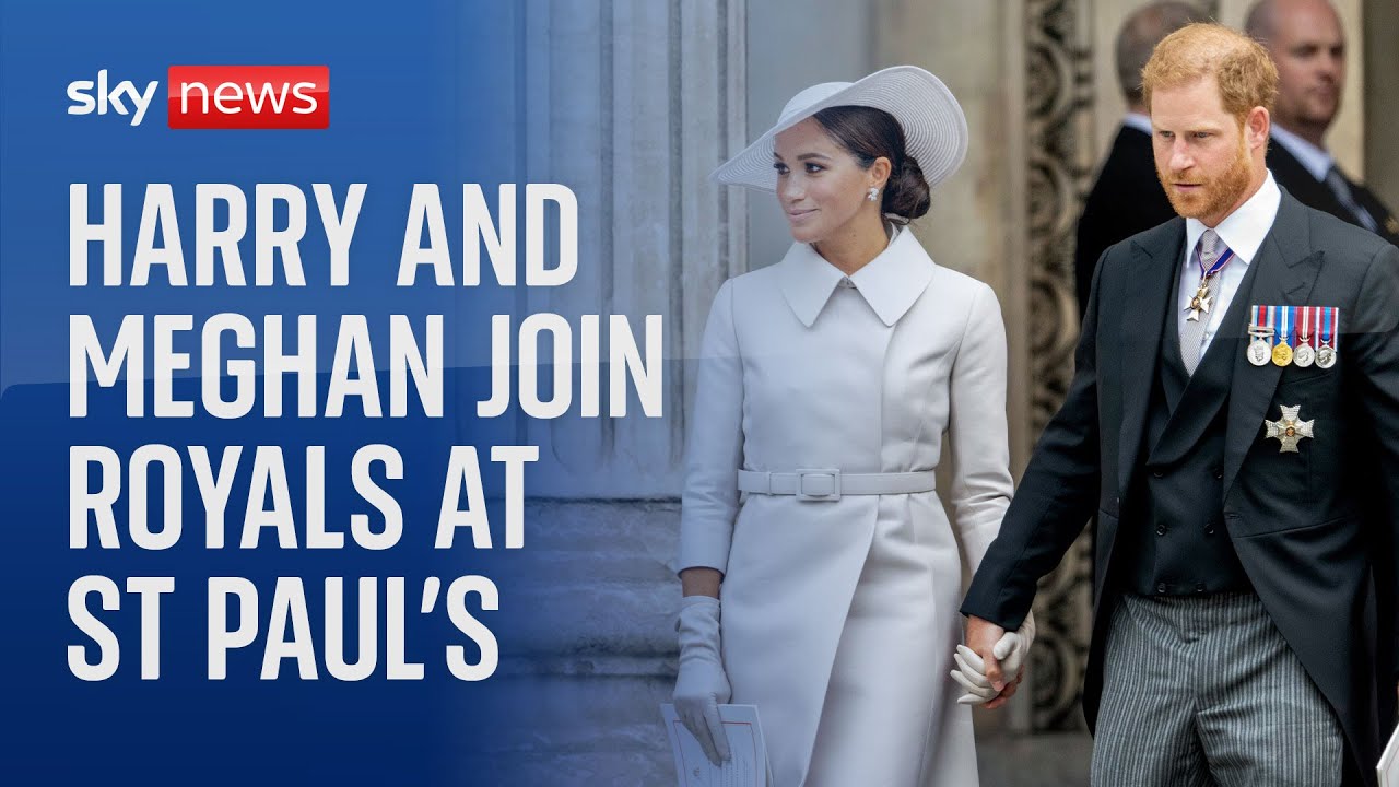 Harry and Meghan join royals as they leave St Paul's Cathedral