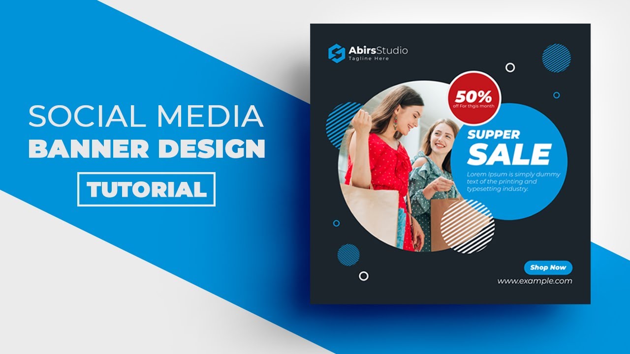How to Create Social Media Banner or Square Flyer | Web Banner Design | Banner Ads Design