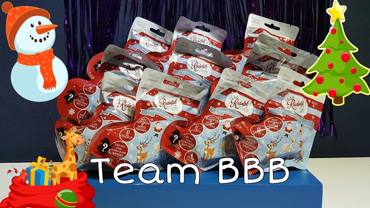 TEAM Rudolph Mini Reindeer and Santa Christmas Figures! Xmas Collectible toys series 1 Rare Gold