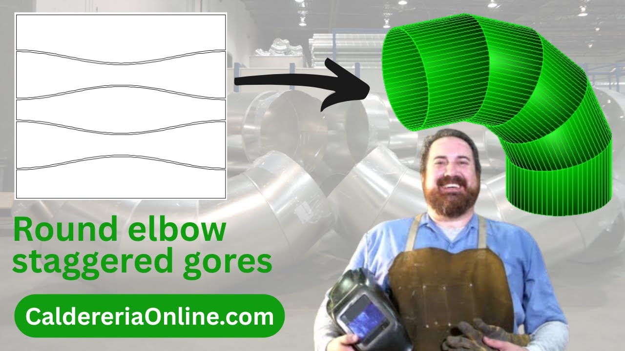 How to unfold an Optimized Round Elbow. Staggered Gores. Step-by-Step Tutorial. CaldereriaOnline.com