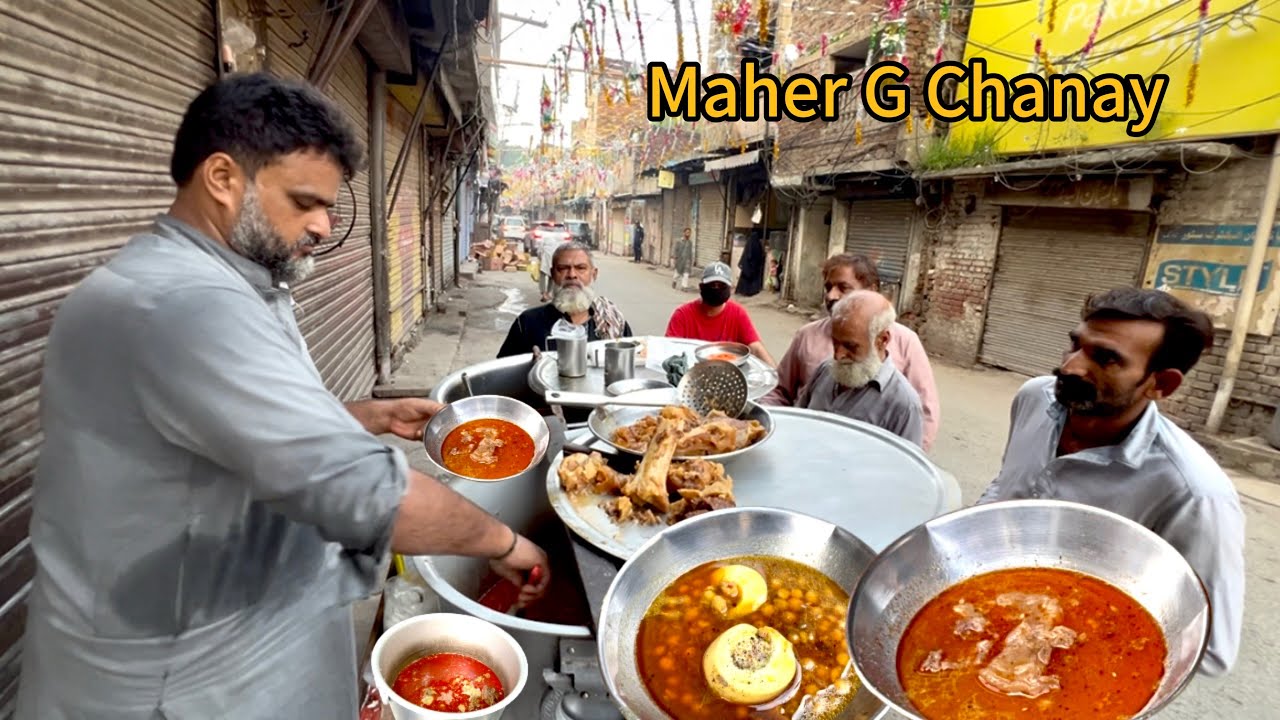 MOUTHWATERING STREET NASHTA IN LAHORE EARLY MORNING 🤤 MAHER G CHANAY WALA | BONG PAYE | STREET FOOD