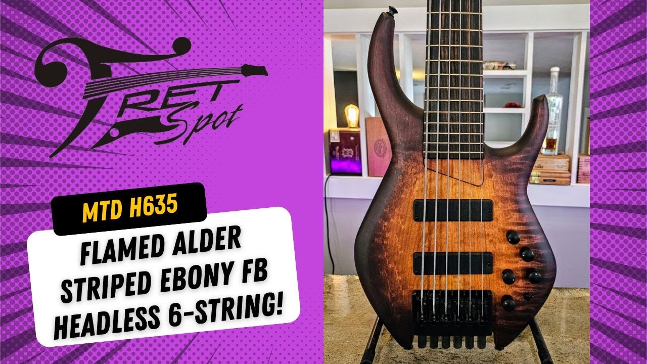 MTD H635 Headless 6-String Bass: Stunning Flamed Alder & Striped Ebony