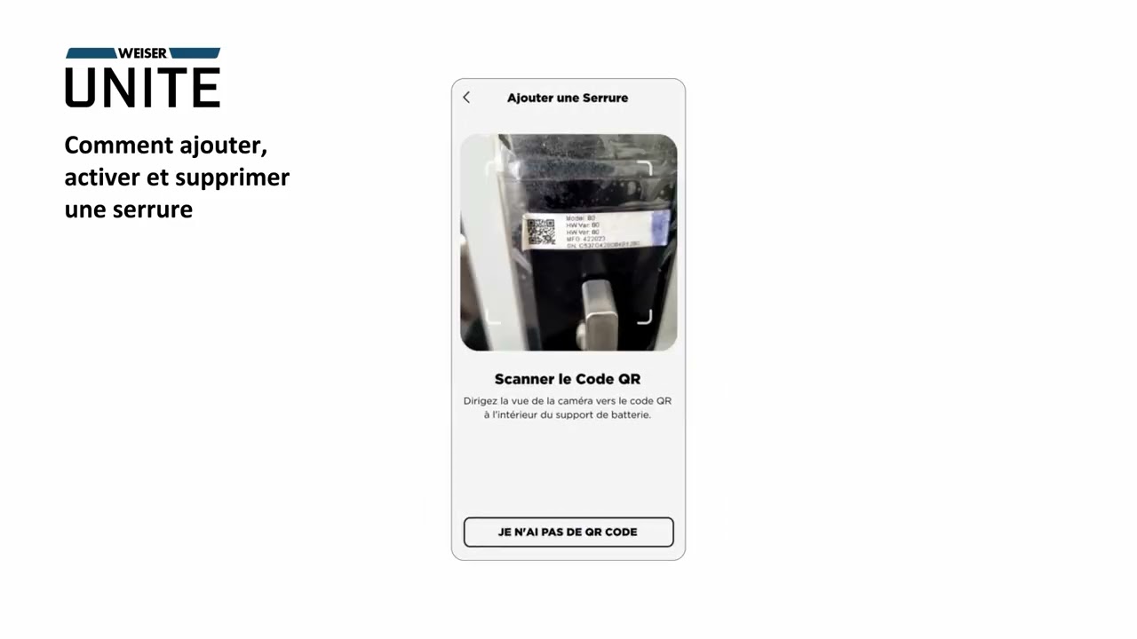 Weiser UNITE Add Activate and Remove Lock (FR)