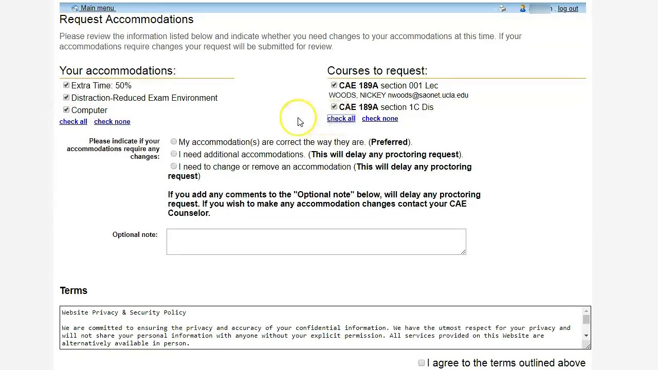Request Accommodation Letters for Instructors (**UPDATED LINK BELOW** 