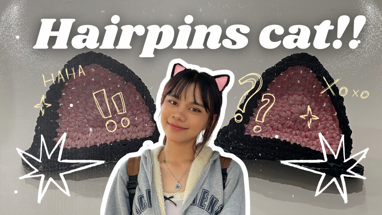 Tutorial Merajut Hairpins Cat🐱Crochet Untuk Pemula!!🎀