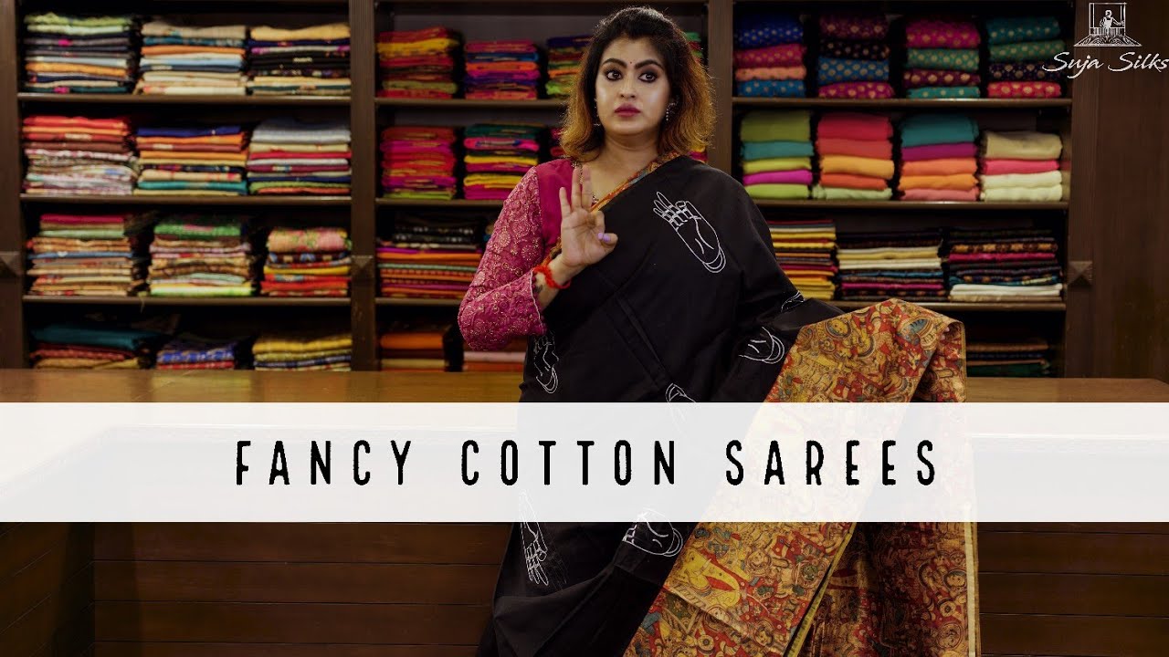 Fancy Cotton Sarees |  Applique Work | Hand block prints | Suja Silks |