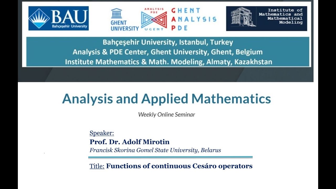 AAM Seminar - Functions of continuous Cesáro operators