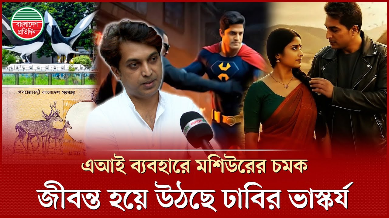 টাকার নোটের ছবিতে প্রাণ, জীবন্ত হয়ে উঠছে ঢাবির ভাস্কর্য! | Dhaka University Sculpture | AI Video