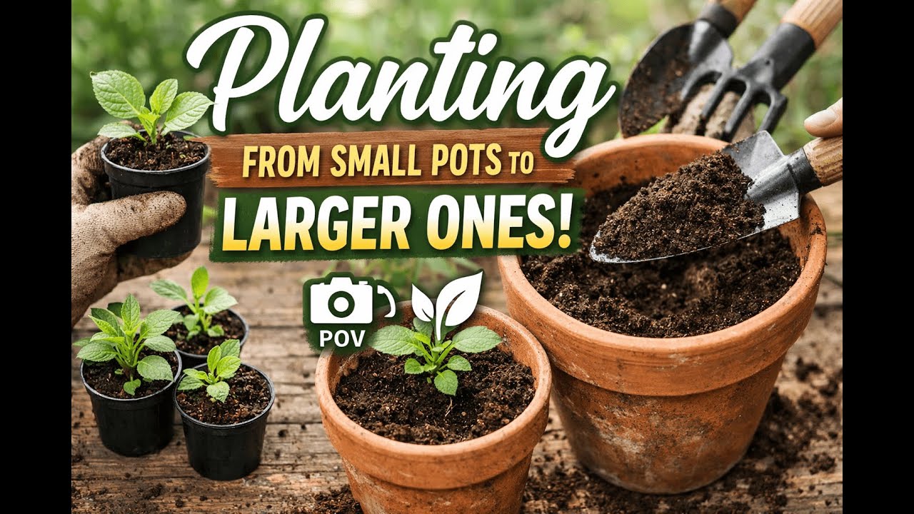 I'm planting plants from small pots to larger ones - POV Daily Work