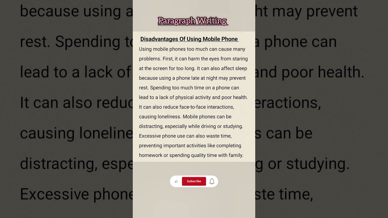 Disadvantages Of Using Mobile Phone | Paragraph Writing | The Paragraph Lab |