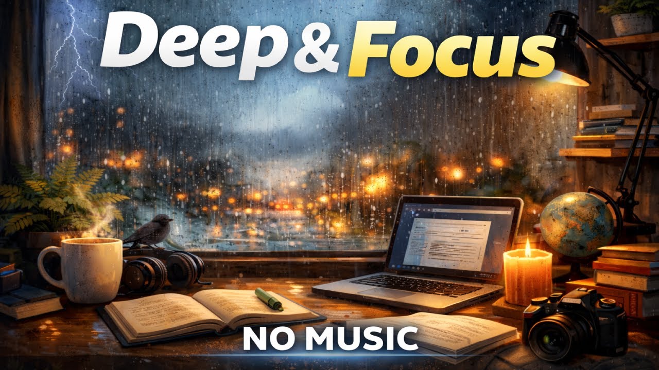 Deep Focus – 3 Hours of Rainy Ambience for Studying & Work (No Music)