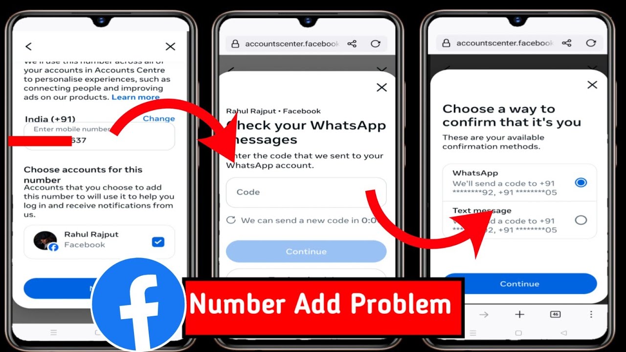 Facebook Check your WhatsApp message problem🥹 Facebook I'd में number add कैसे करें✅Number add Trick