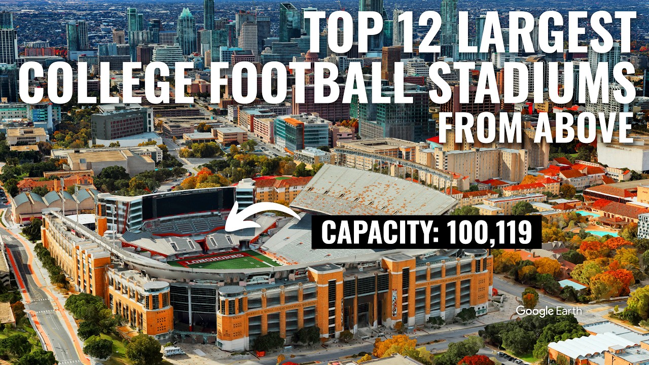 Top 12 Largest US Stadiums (all College Football) from Above | Cinematic 4K Virtual Flyover Tour