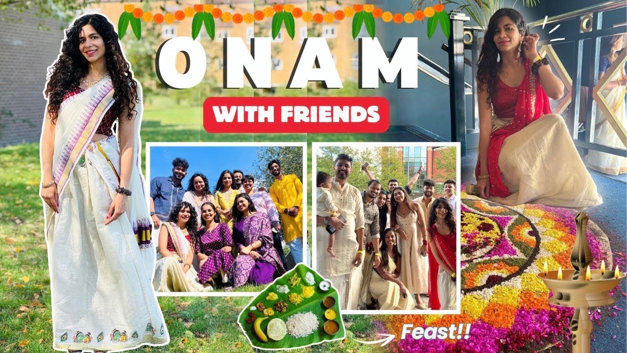 “My First ONAM Experience in the UK as a Telugu Girl | Onam Sadhya, Pookalam, Dance & Culture”