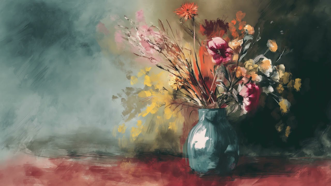Vintage-Inspired Colourful still life Flowers  (No Music) TV Art Screensaver / ART for your TV