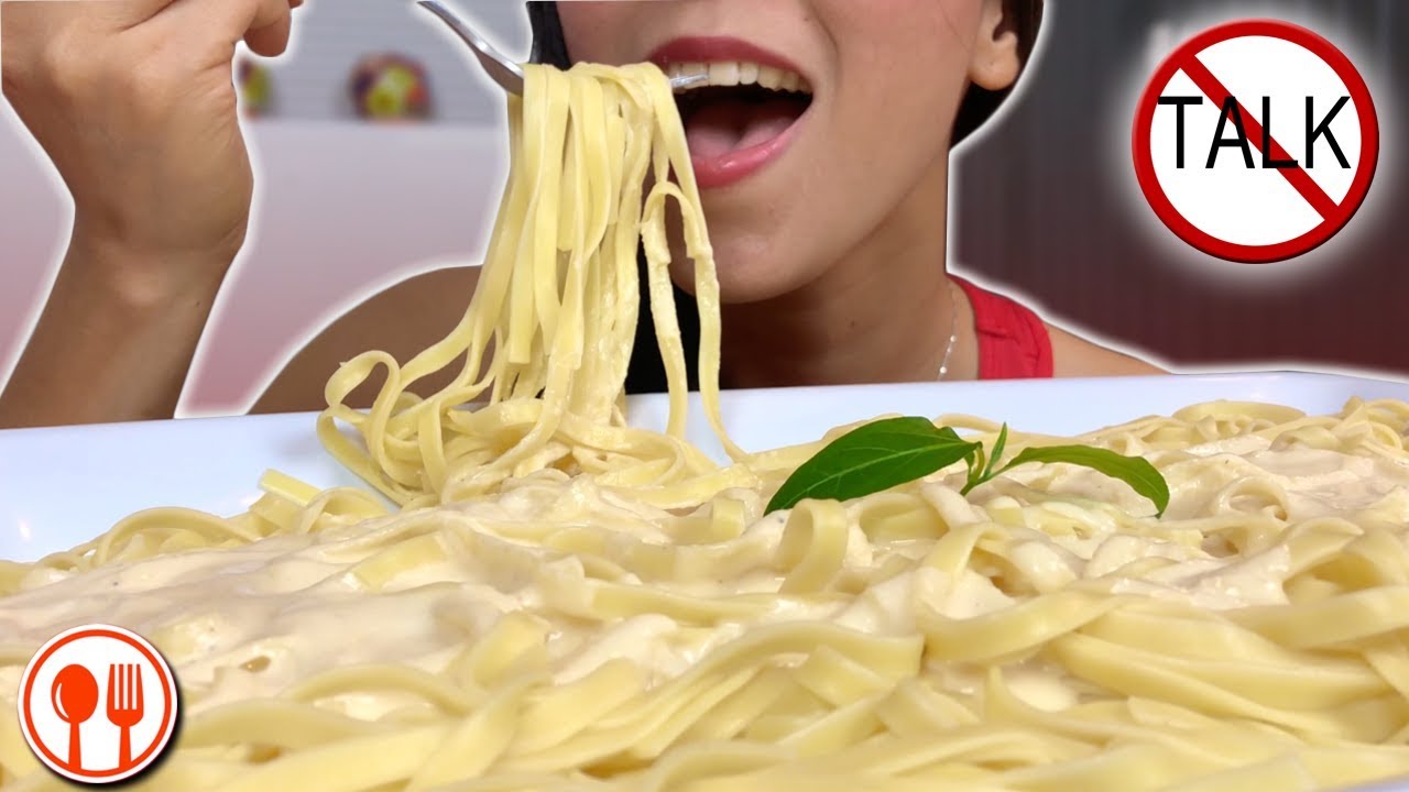 ASMR Creamy Alfredo Fettuccine (eating sounds) | LaniEats ASMR