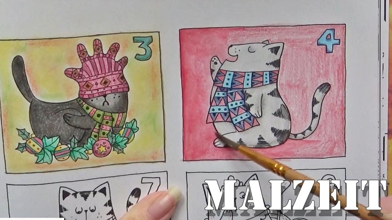 🎄 Speed Coloring / Malzeit: Winterliche Katze🐱 4 von 12 | A Million Christmas Cats (John Bigwood)